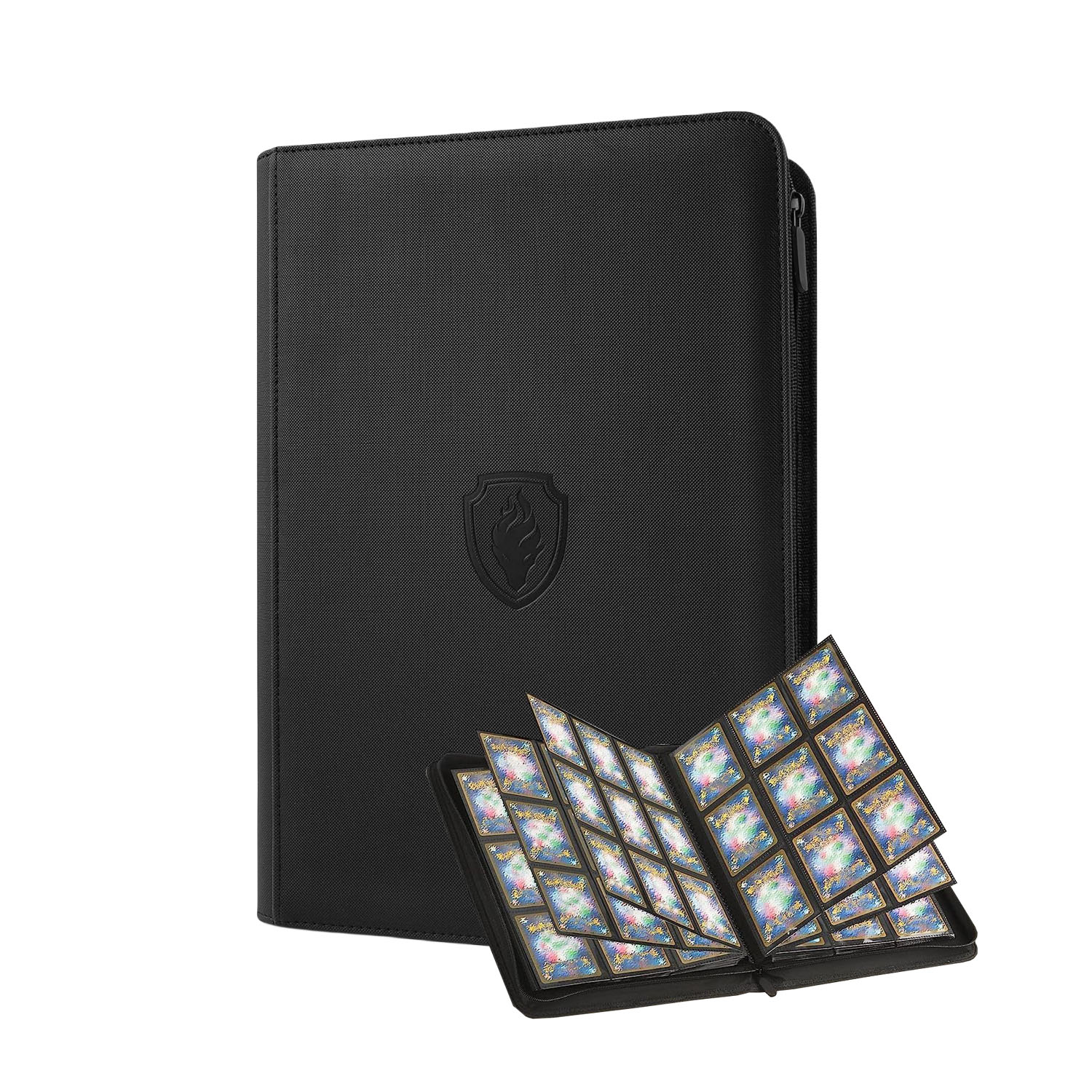 Trading Card Binder - 9-Taschen-Sammelkartenordner, Pu-Cover-Reißverschlusskarten-Sammel album, robuster 360-Seitenlader-Kartenordner für