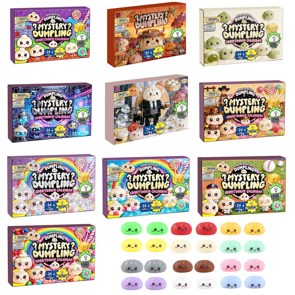 Mystery Box Blind Bag - Überraschungs-Dumpling-Blindbox-Countdown-Kalender: 24-Tage-Stressabbau-Quetschspielzeug-Set für Kinder, Jugendliche, Frauen