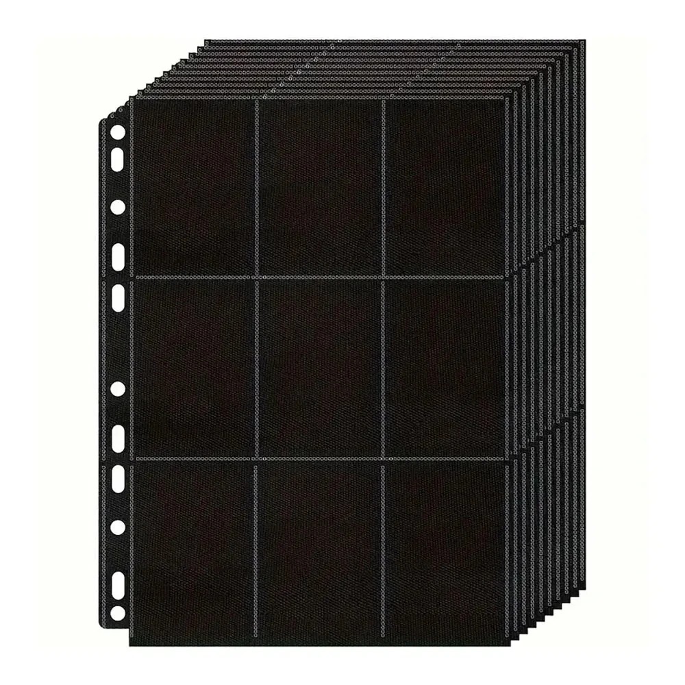 Trading Card Binder - 10er-Pack Schwarze 9-Taschen A4 Sammelkarten-Ordnerseiten -